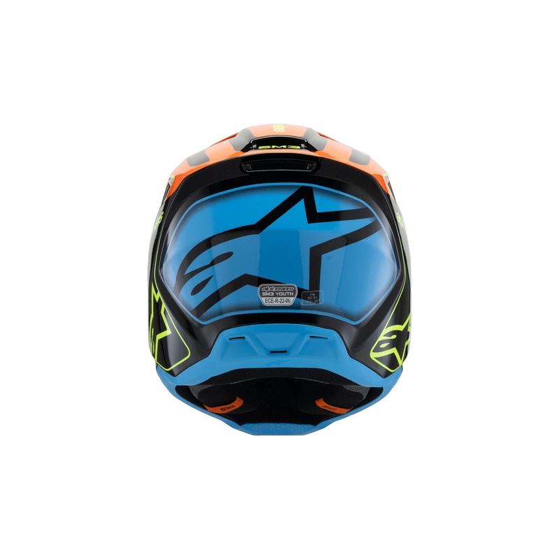 Vaikiškas motokroso šalmas Alpinestars S-M3 FRAY juodas-fluo oranžinis-fluo geltonas-turkio spalvos