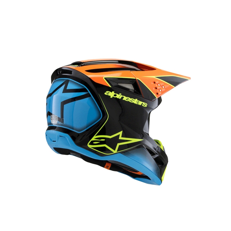 Vaikiškas motokroso šalmas Alpinestars S-M3 FRAY juodas-fluo oranžinis-fluo geltonas-turkio spalvos