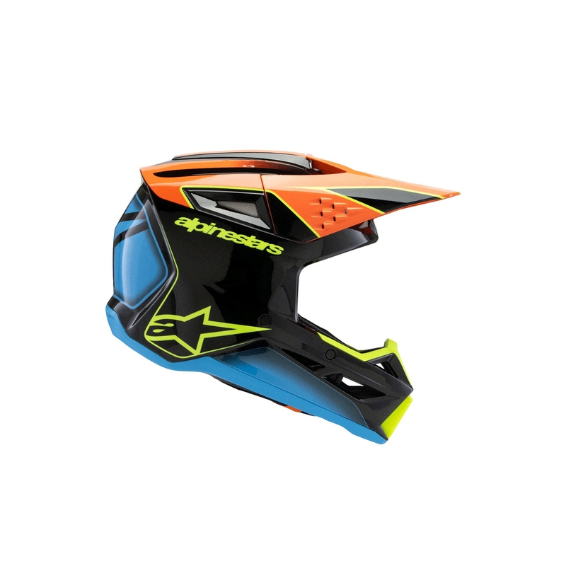 Vaikiškas motokroso šalmas Alpinestars S-M3 FRAY juodas-fluo oranžinis-fluo geltonas-turkio spalvos