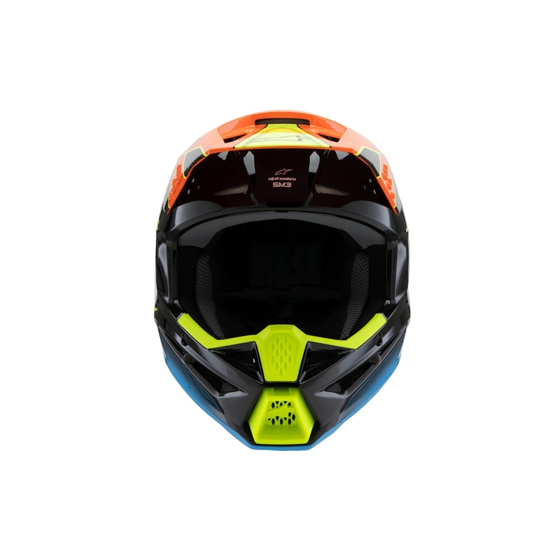 Vaikiškas motokroso šalmas Alpinestars S-M3 FRAY juodas-fluo oranžinis-fluo geltonas-turkio spalvos