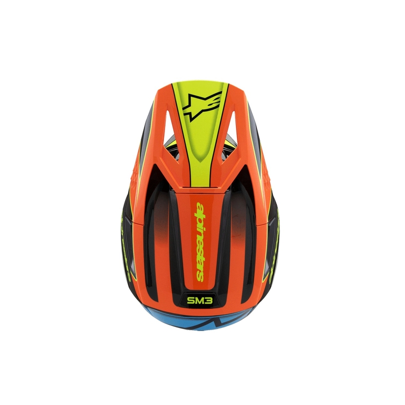 Vaikiškas motokroso šalmas Alpinestars S-M3 FRAY juodas-fluo oranžinis-fluo geltonas-turkio spalvos