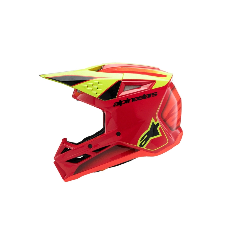 Vaikiškas motokroso šalmas Alpinestars S-M3 FRAY raudona-fluo geltona-juoda