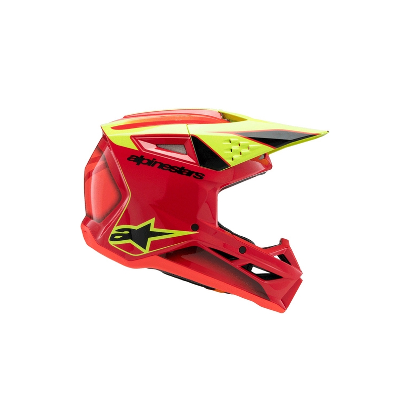Vaikiškas motokroso šalmas Alpinestars S-M3 FRAY raudona-fluo geltona-juoda