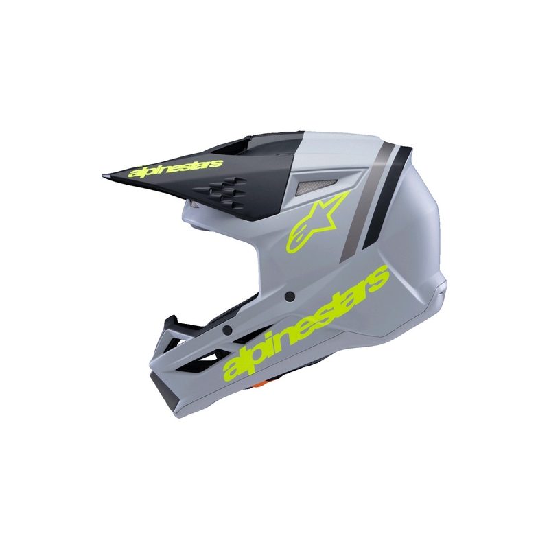 Vaikiškas motokroso šalmas Alpinestars S-M3 RADIUM matinis, pilkai geltonas-juodas