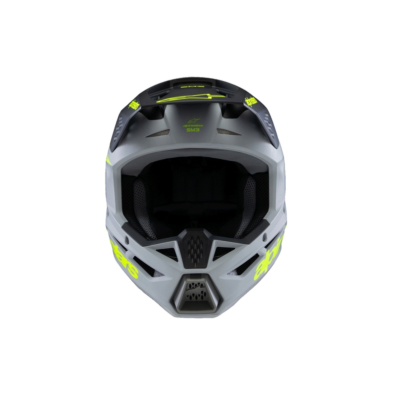 Vaikiškas motokroso šalmas Alpinestars S-M3 RADIUM matinis, pilkai geltonas-juodas