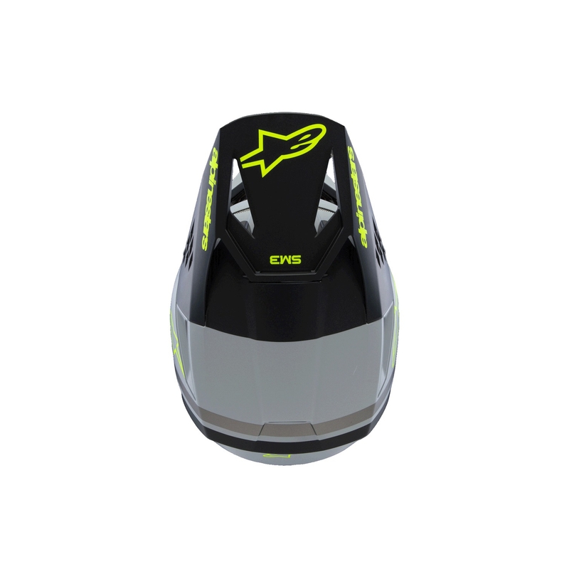 Vaikiškas motokroso šalmas Alpinestars S-M3 RADIUM matinis, pilkai geltonas-juodas
