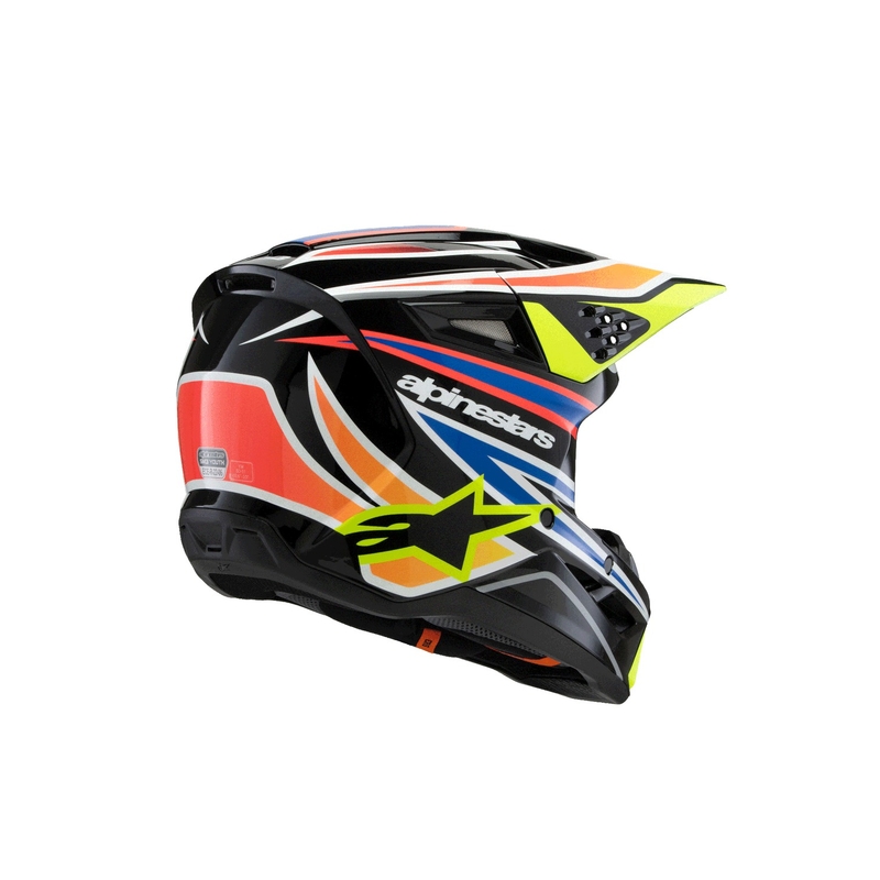 Alpinestars S-M3 WURX vaikiškas motokroso šalmas juodas-fluo geltonas-mėlynas-raudonas