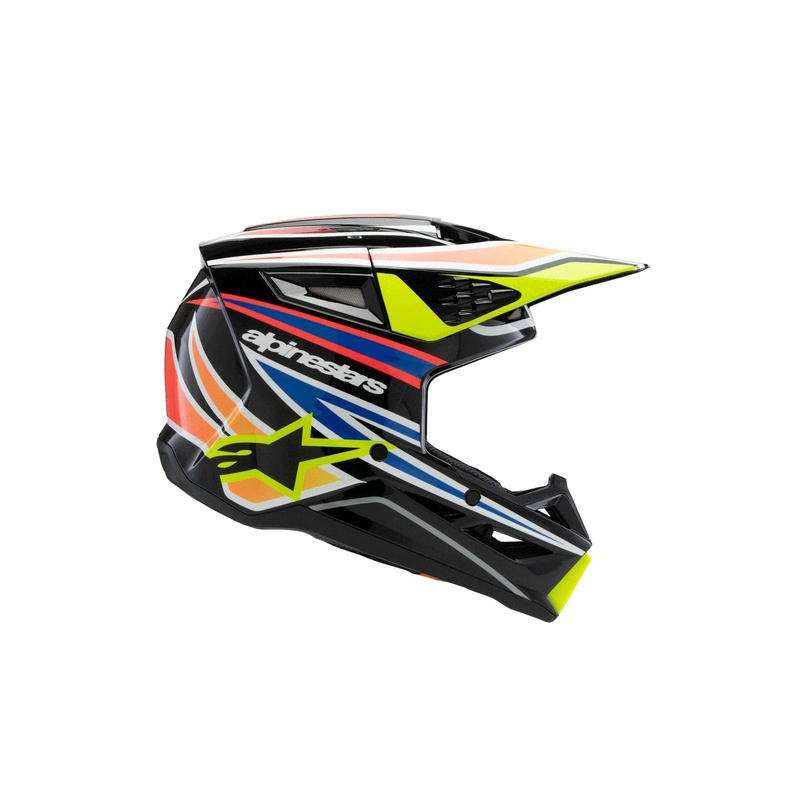 Alpinestars S-M3 WURX vaikiškas motokroso šalmas juodas-fluo geltonas-mėlynas-raudonas