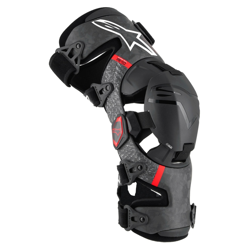 Alpinestars Supertech RK-10 Plasma juodos ir raudonos spalvos kelio įtvarai