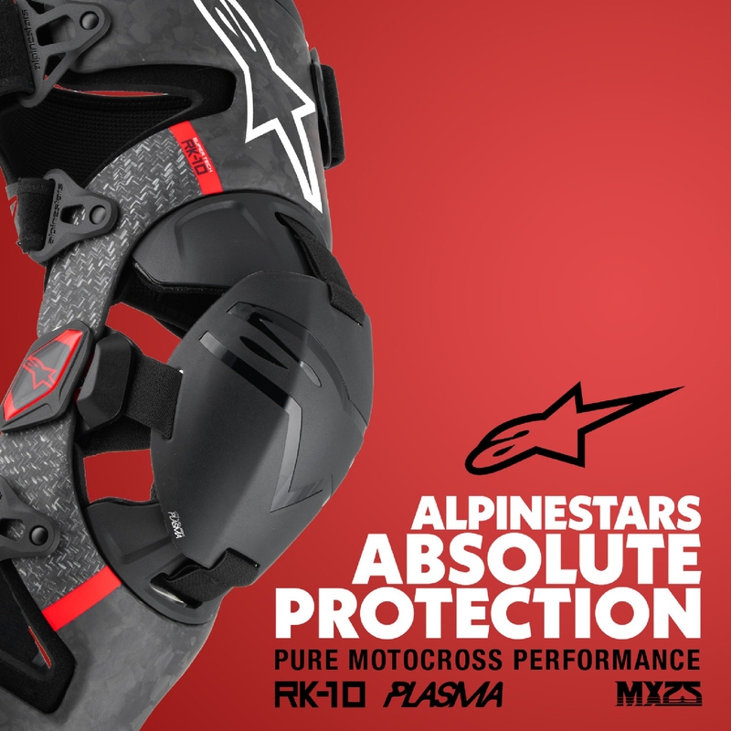 Alpinestars Supertech RK-10 Plasma juodos ir raudonos spalvos kelio įtvarai
