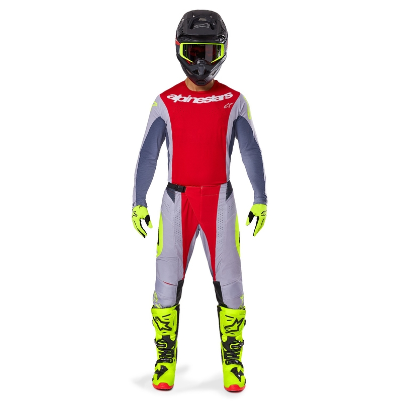 Alpinestars Techstar Melt motokroso marškinėliai raudonai pilki