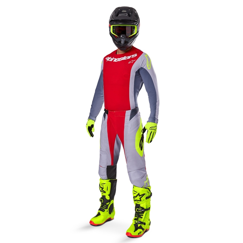 Alpinestars Techstar Melt motokroso marškinėliai raudonai pilki