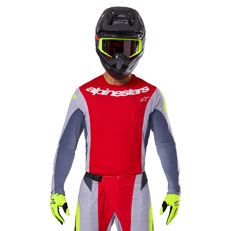 Alpinestars Techstar Melt motokroso marškinėliai raudonai pilki