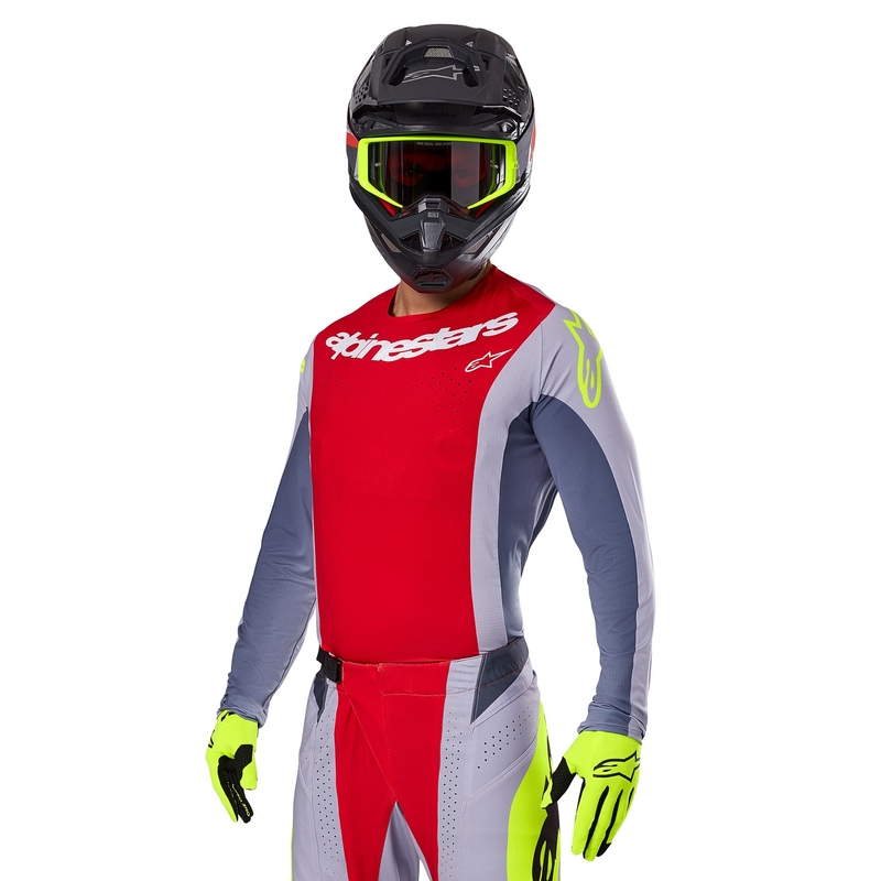 Alpinestars Techstar Melt motokroso marškinėliai raudonai pilki