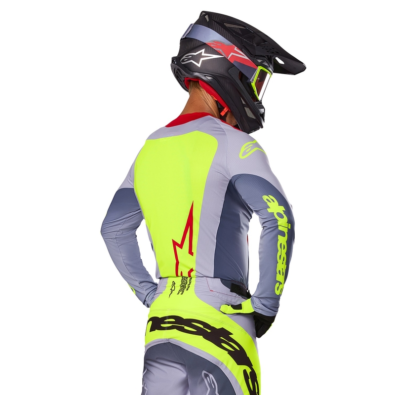 Alpinestars Techstar Melt motokroso marškinėliai raudonai pilki