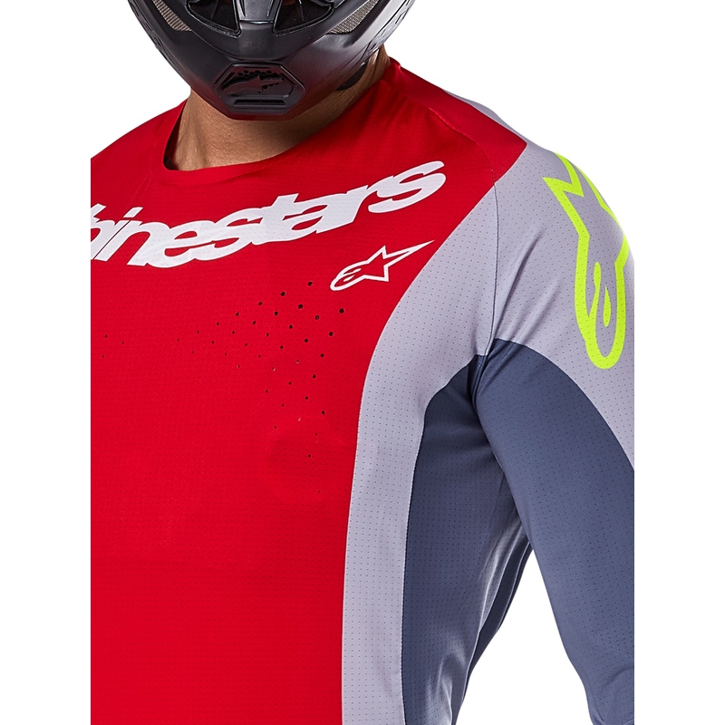Alpinestars Techstar Melt motokroso marškinėliai raudonai pilki