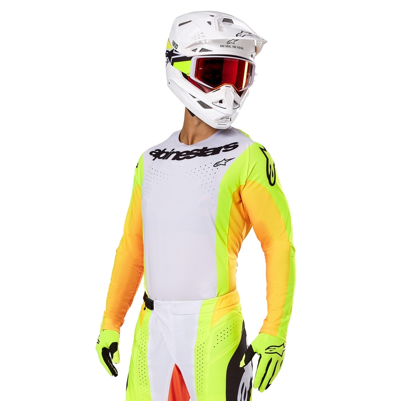 Alpinestars Techstar Melt Motokroso marškinėliai geltonos ir juodos spalvos