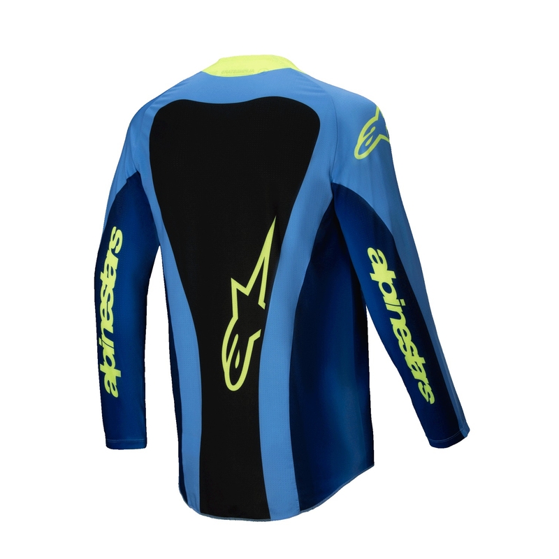 Alpinestars Techstar Melt fluo geltonai mėlyni motokroso marškinėliai