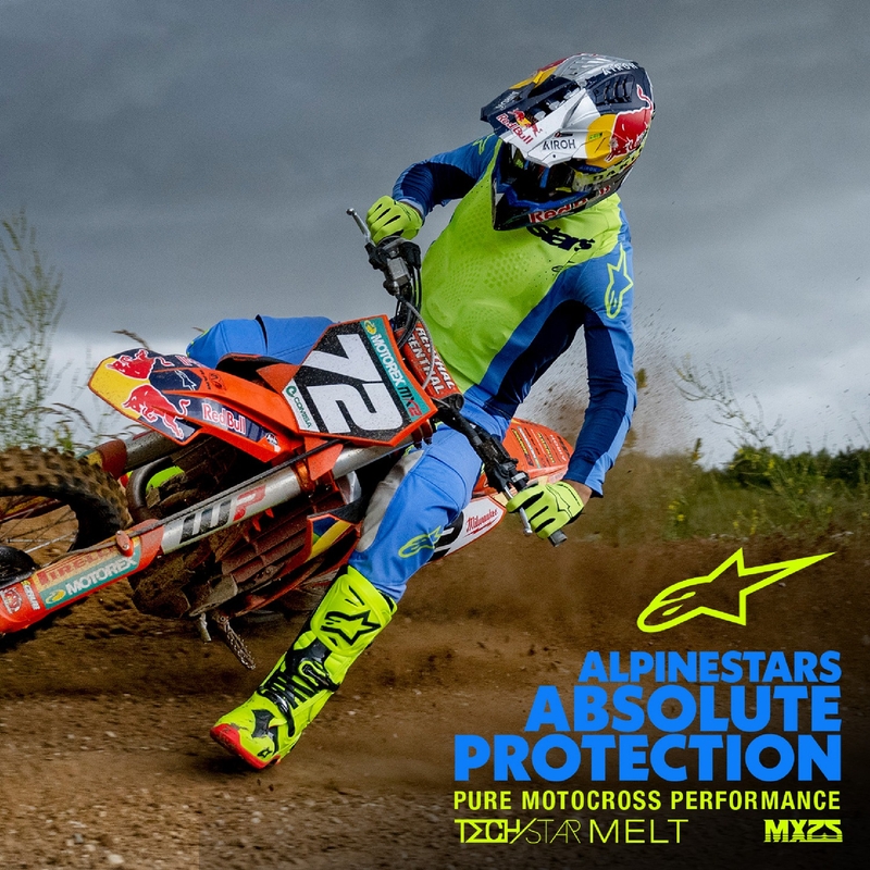 Alpinestars Techstar Melt fluo geltonai mėlyni motokroso marškinėliai