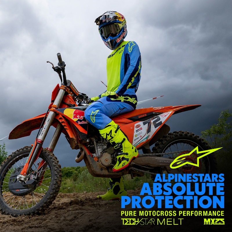 Alpinestars Techstar Melt fluo geltonai mėlyni motokroso marškinėliai