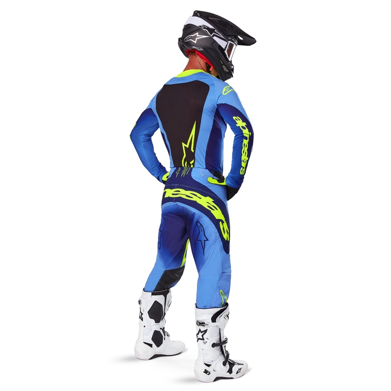 Alpinestars Techstar Melt fluo geltonai mėlyni motokroso marškinėliai