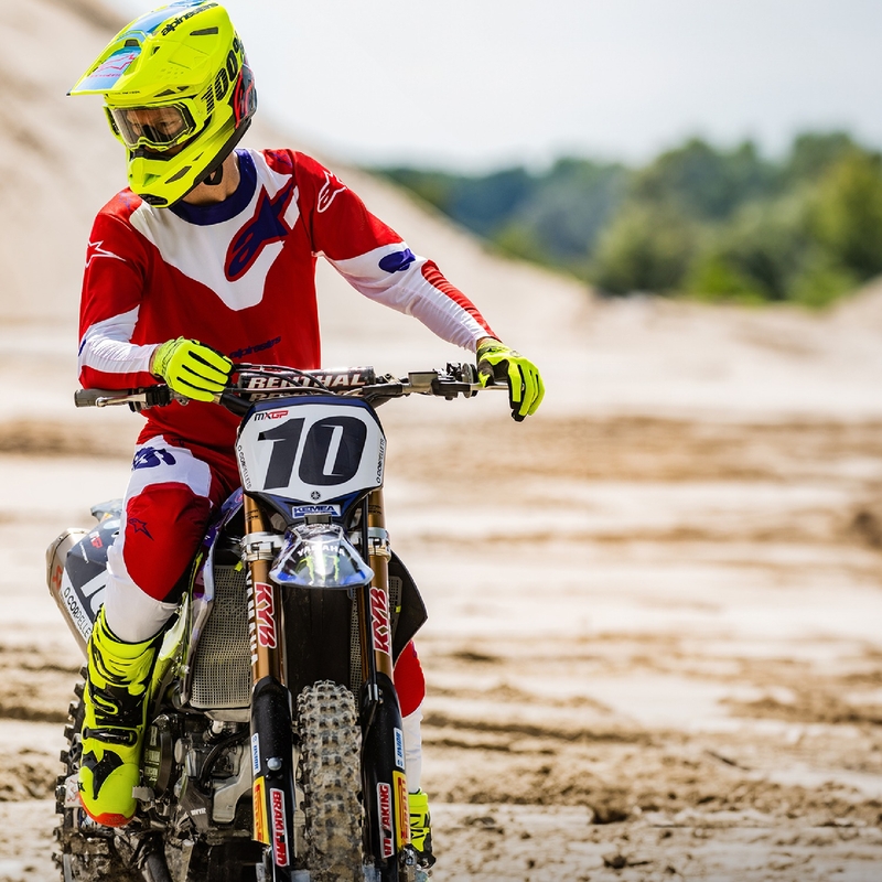 Alpinestars Racer Veil motokroso marškinėliai raudona ir balta