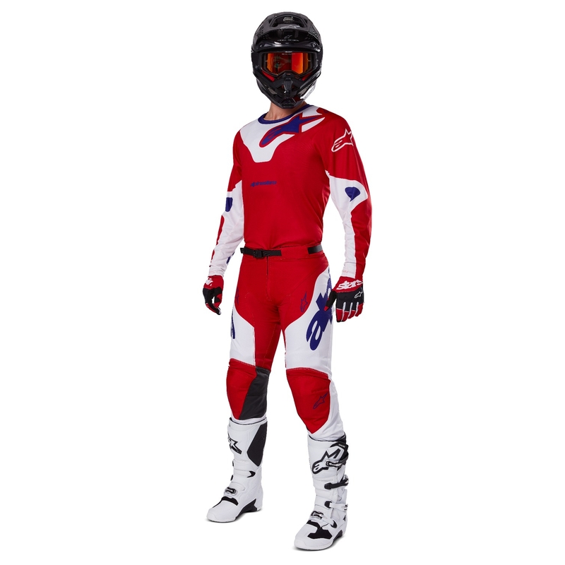 Alpinestars Racer Veil motokroso marškinėliai raudona ir balta