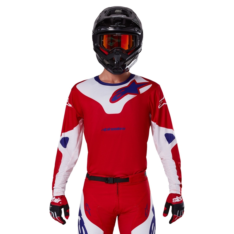 Alpinestars Racer Veil motokroso marškinėliai raudona ir balta
