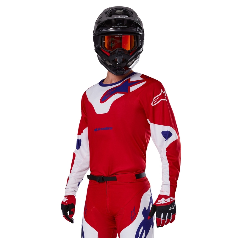 Alpinestars Racer Veil motokroso marškinėliai raudona ir balta