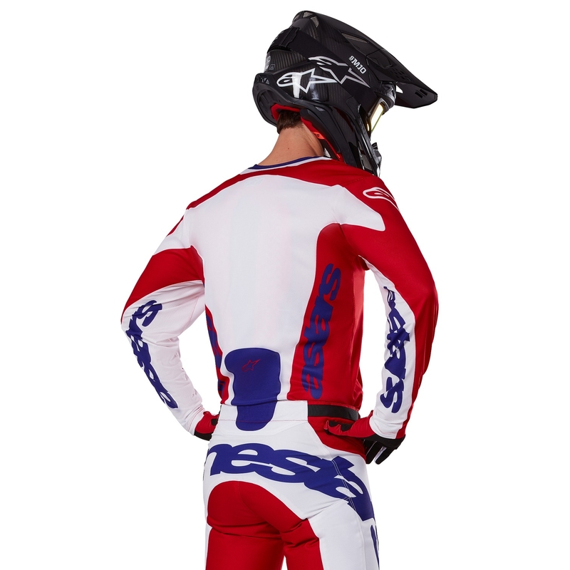 Alpinestars Racer Veil motokroso marškinėliai raudona ir balta
