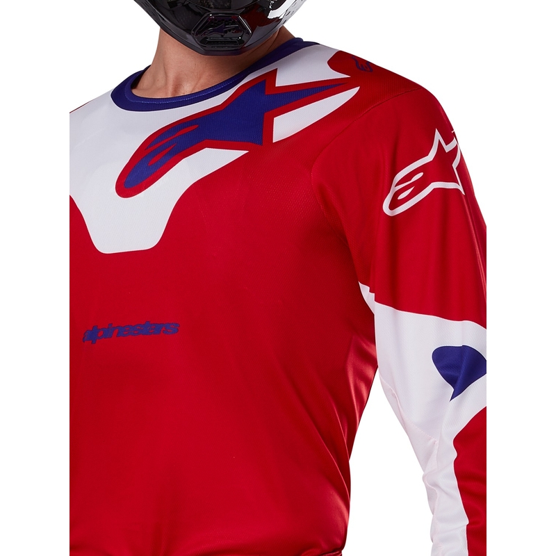 Alpinestars Racer Veil motokroso marškinėliai raudona ir balta