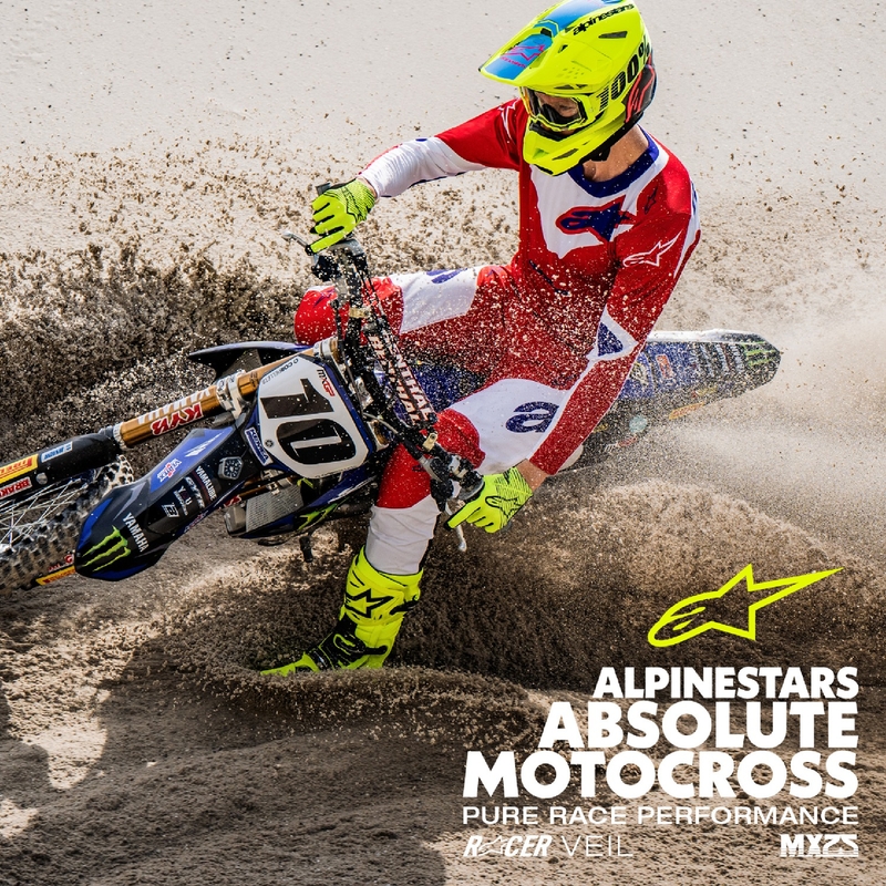 Alpinestars Racer Veil motokroso marškinėliai raudona ir balta