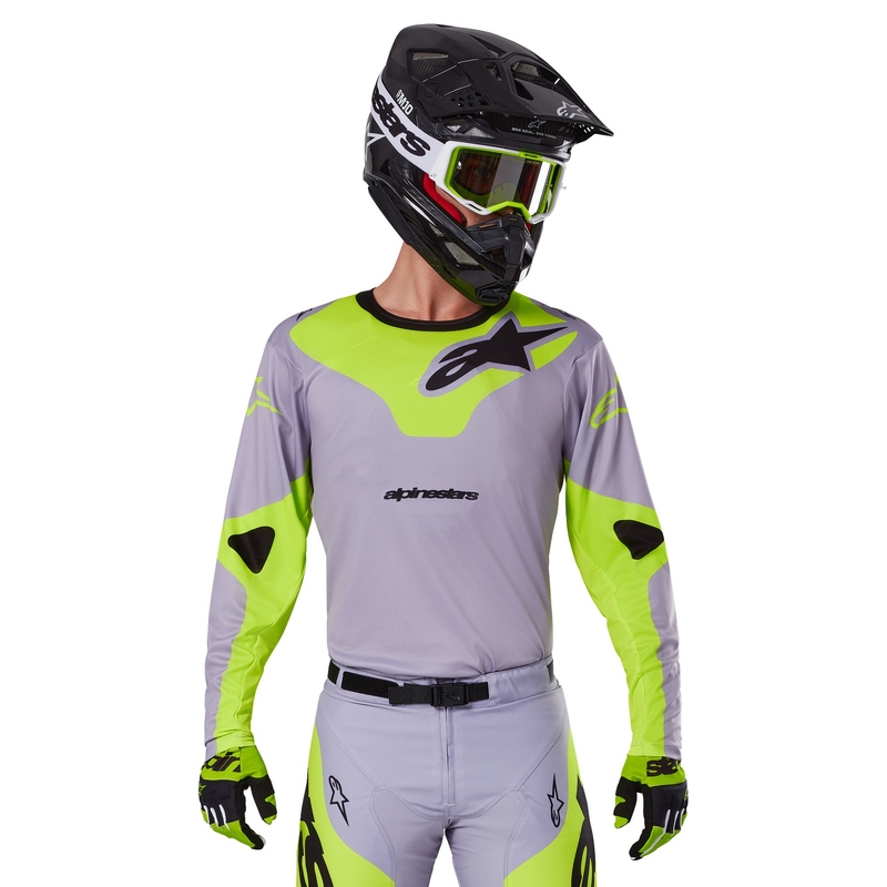 Alpinestars Racer Veil motokroso marškinėliai pilkai geltoni