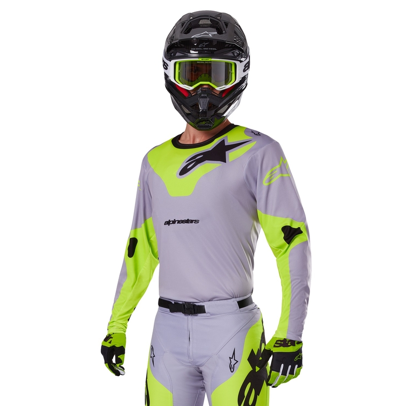 Alpinestars Racer Veil motokroso marškinėliai pilkai geltoni