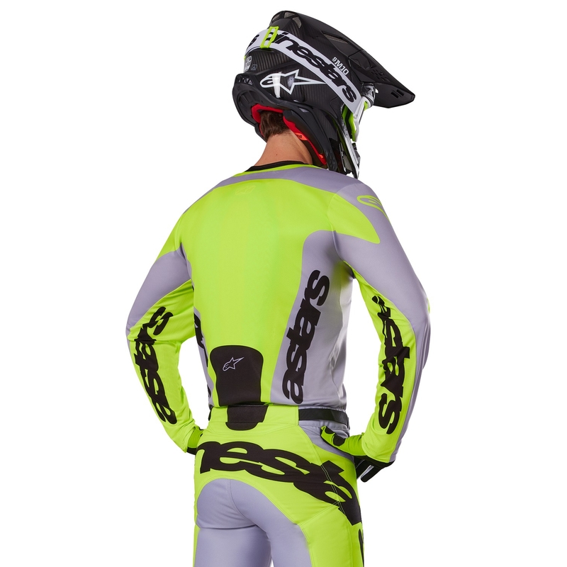 Alpinestars Racer Veil motokroso marškinėliai pilkai geltoni