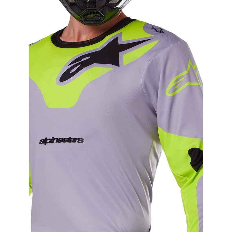 Alpinestars Racer Veil motokroso marškinėliai pilkai geltoni
