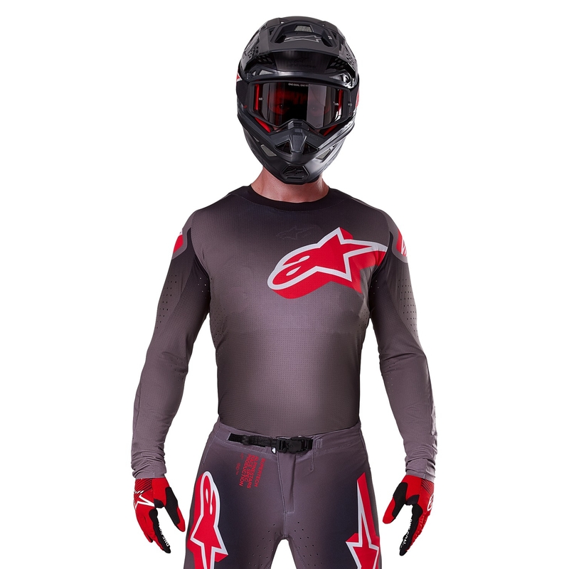 Motokrosový dres Alpinestars Supertech Lipan kouřovo-červený