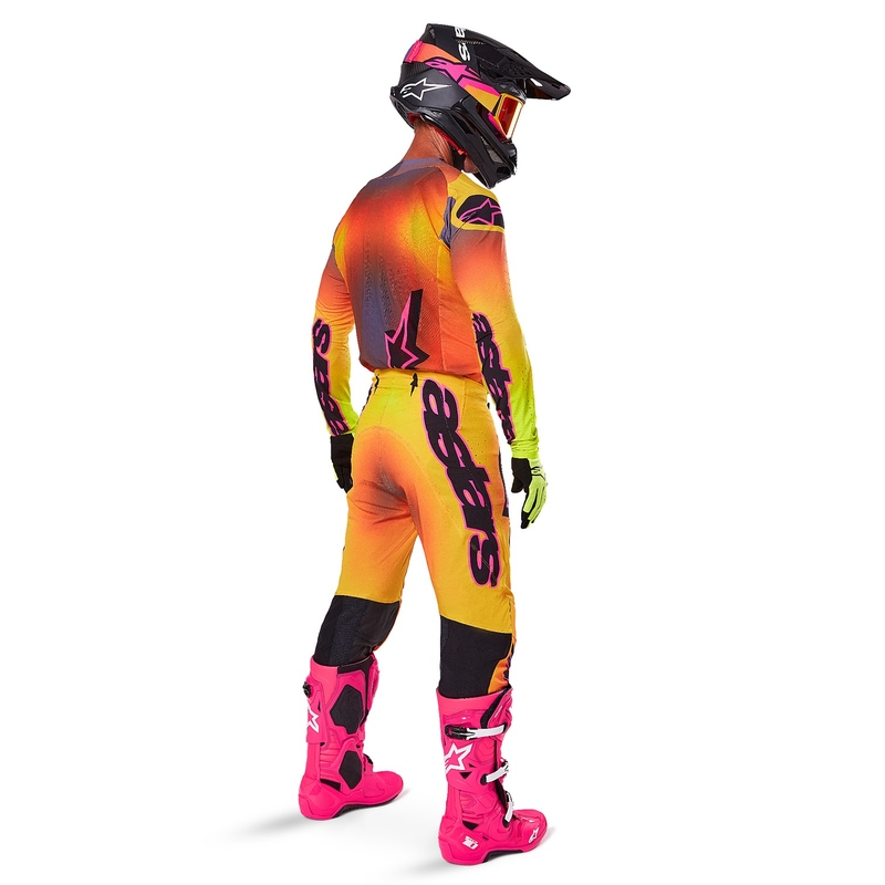 Motokroso marškinėliai Alpinestars Supertech Lipan geltonai rožinės spalvos
