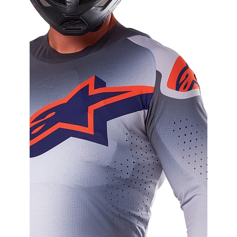 Motokrosový dres Alpinestars Supertech Lipan šedo-fluo oranžový