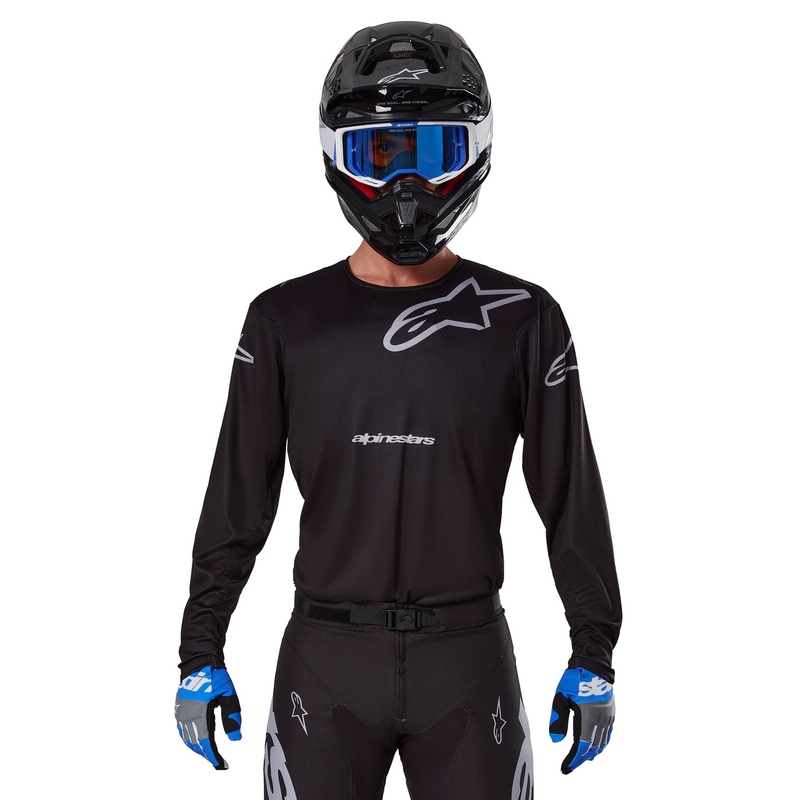 Alpinestars Racer Graphite motokroso marškinėliai juodai pilki