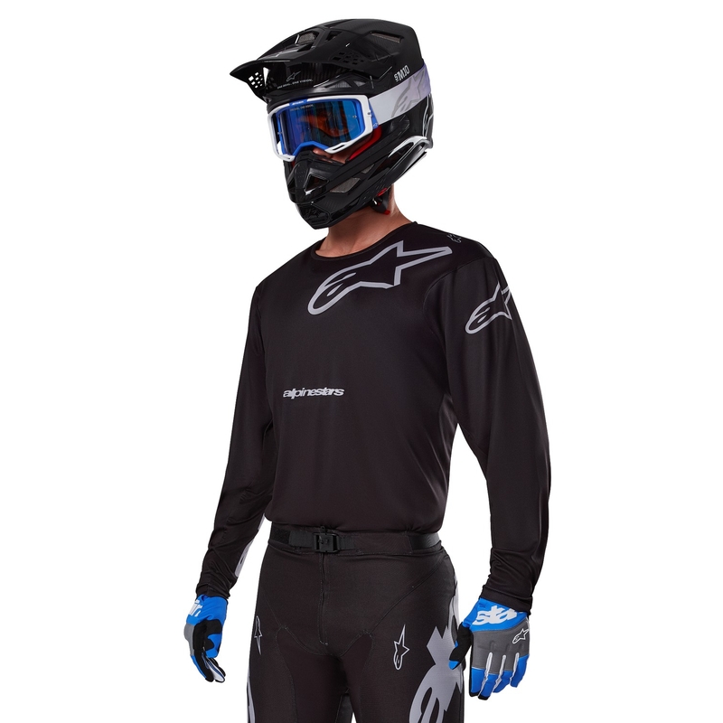 Alpinestars Racer Graphite motokroso marškinėliai juodai pilki