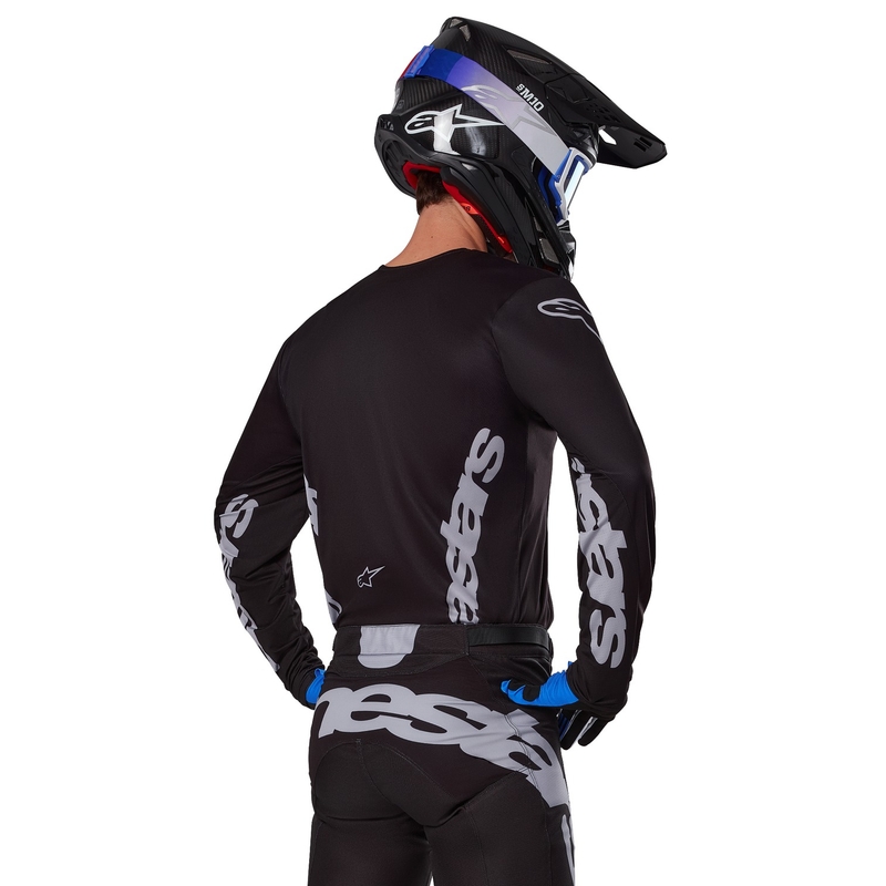 Alpinestars Racer Graphite motokroso marškinėliai juodai pilki