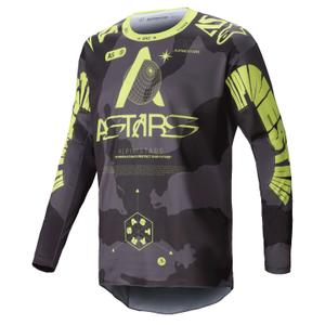 Alpinestars Racer Hollow tamsiai kamufliažiniai-fluo geltoni motokroso marškinėliai