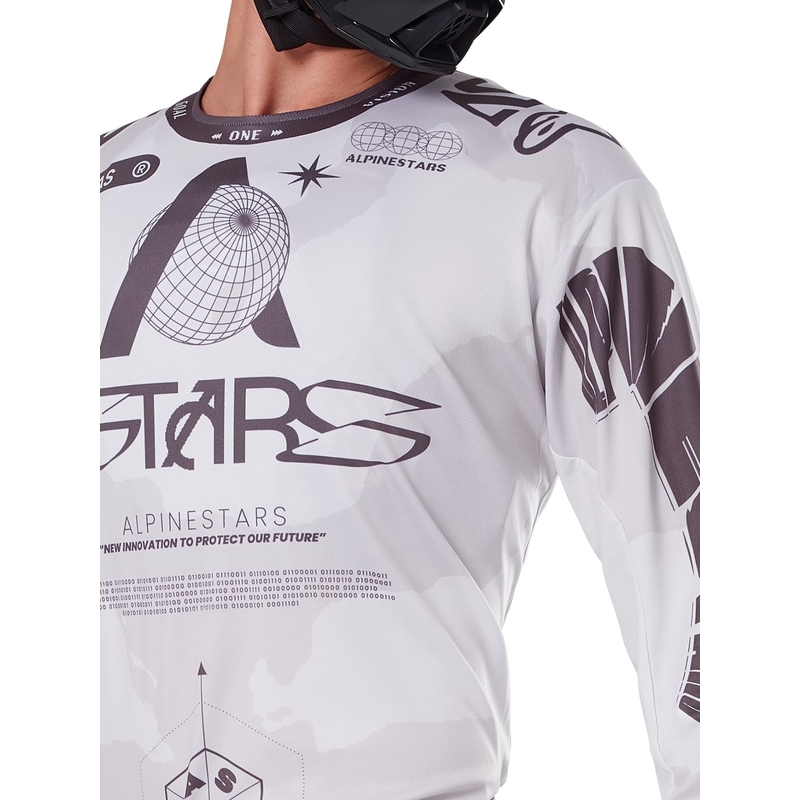 Alpinestars Racer Hollow lengvi kamufliažiniai-rudos spalvos motokroso marškinėliai