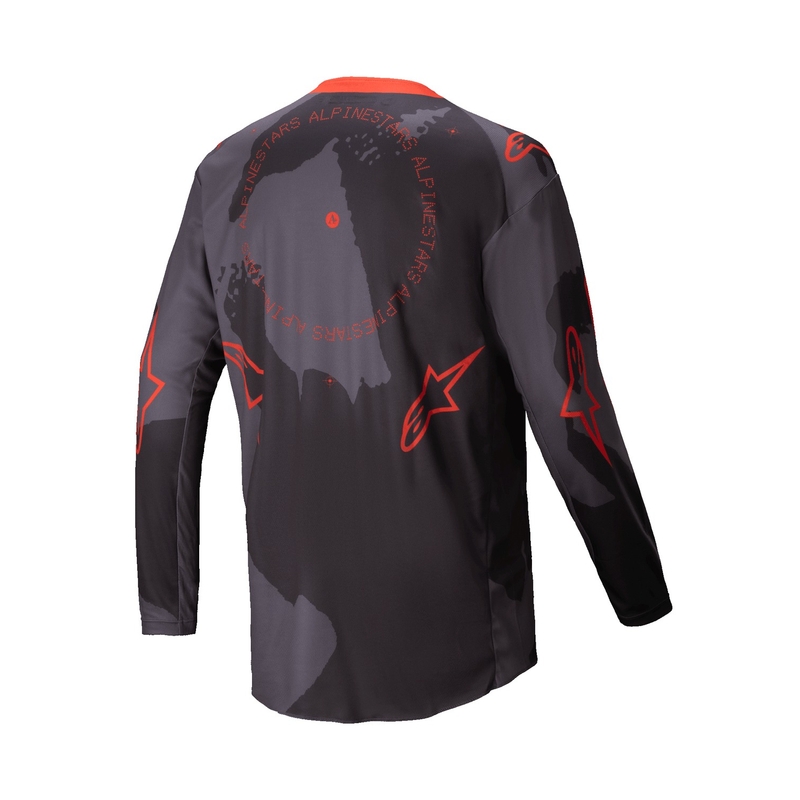 Alpinestars Racer Hollow pilki kamufliažiniai oranžiniai motokroso marškinėliai
