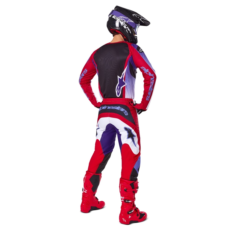 Alpinestars Fluid Wurx fluo violetinės-raudonos spalvos motokroso marškinėliai