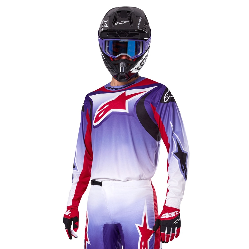 Alpinestars Fluid Wurx fluo violetinės-raudonos spalvos motokroso marškinėliai