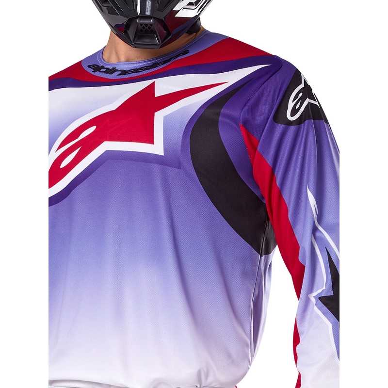 Alpinestars Fluid Wurx fluo violetinės-raudonos spalvos motokroso marškinėliai