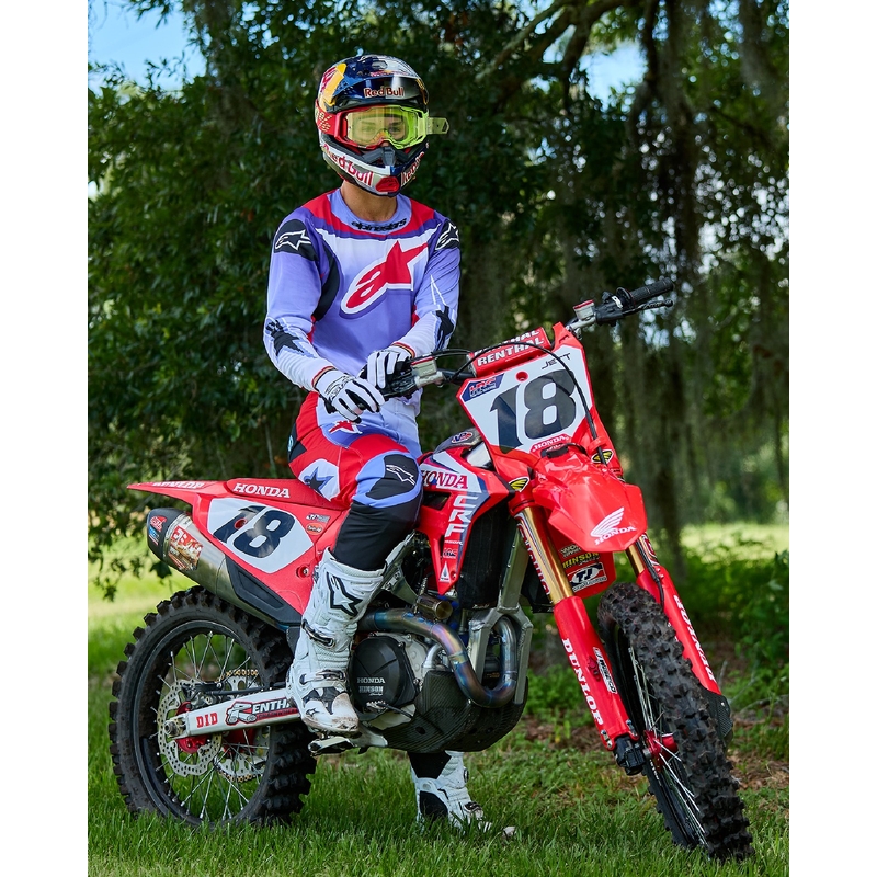 Alpinestars Fluid Wurx fluo violetinės-raudonos spalvos motokroso marškinėliai