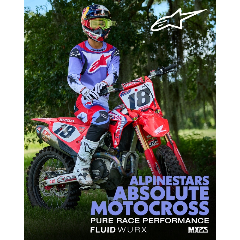 Alpinestars Fluid Wurx fluo violetinės-raudonos spalvos motokroso marškinėliai